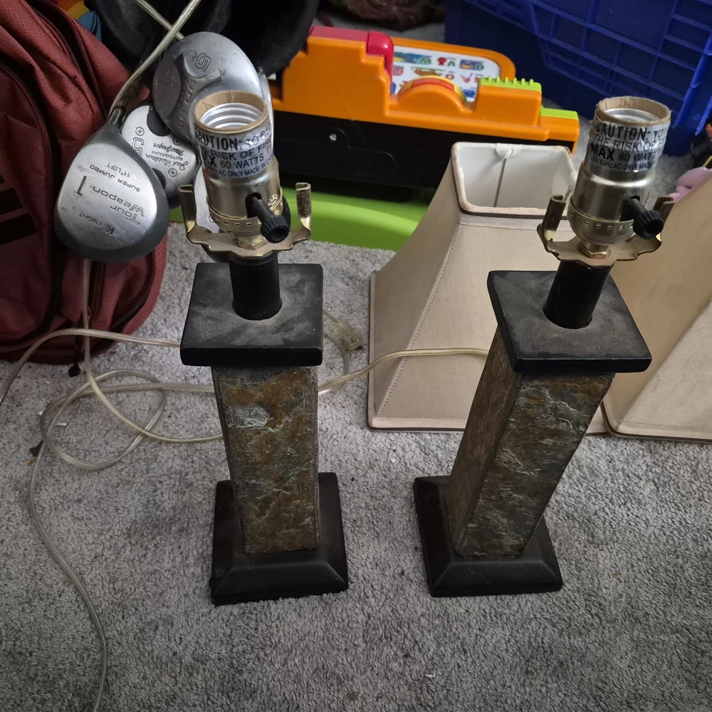Stone and Black Table Lamps